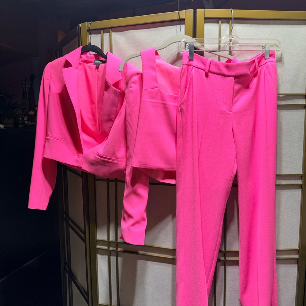 Bubblegum pink express three piece suit only worn once like new
